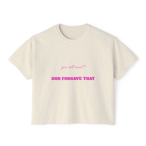 Faith-Based Women's Boxy Tee — "God Forgave That" Christian Shirt