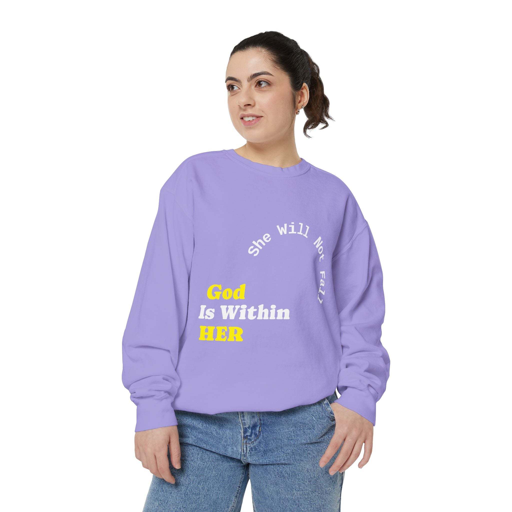 God Is Within Her Crewneck Sweatshirt | Faith-Based Women’s Sweatshirt | Christian Apparel | P465 Collection