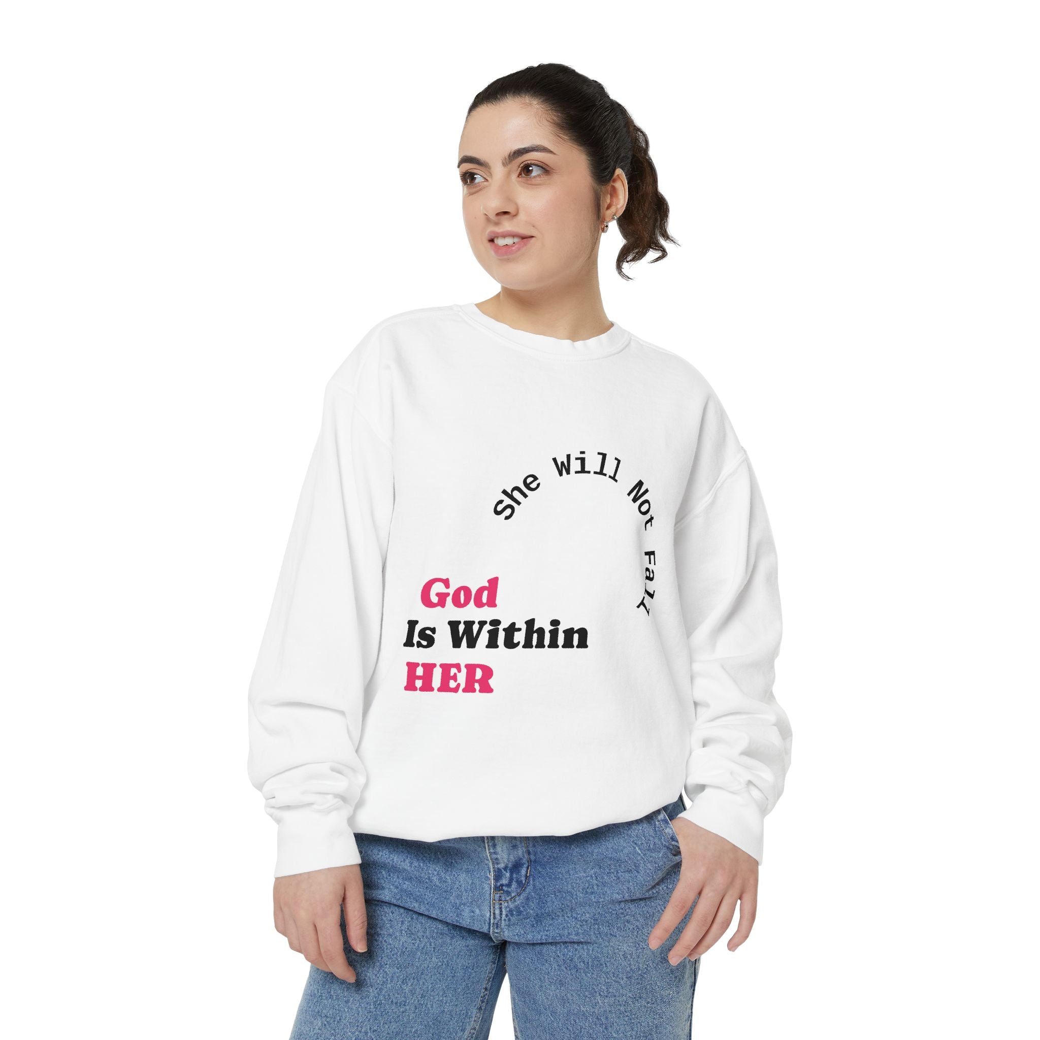 God Is Within Her Crewneck Sweatshirt | Faith-Based Women’s Sweatshirt | Christian Apparel | P465 Collection