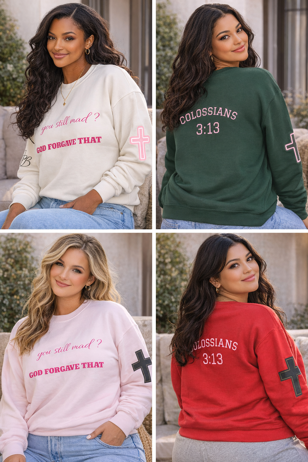 Faith Crewneck Sweatshirt — "You Still Mad? God Forgave That" (Colossians 3:13)
