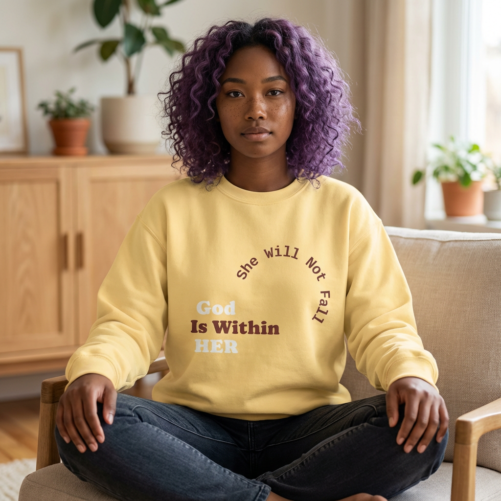 God Is Within Her Crewneck Sweatshirt | Faith-Based Women’s Sweatshirt | Christian Apparel | P465 Collection