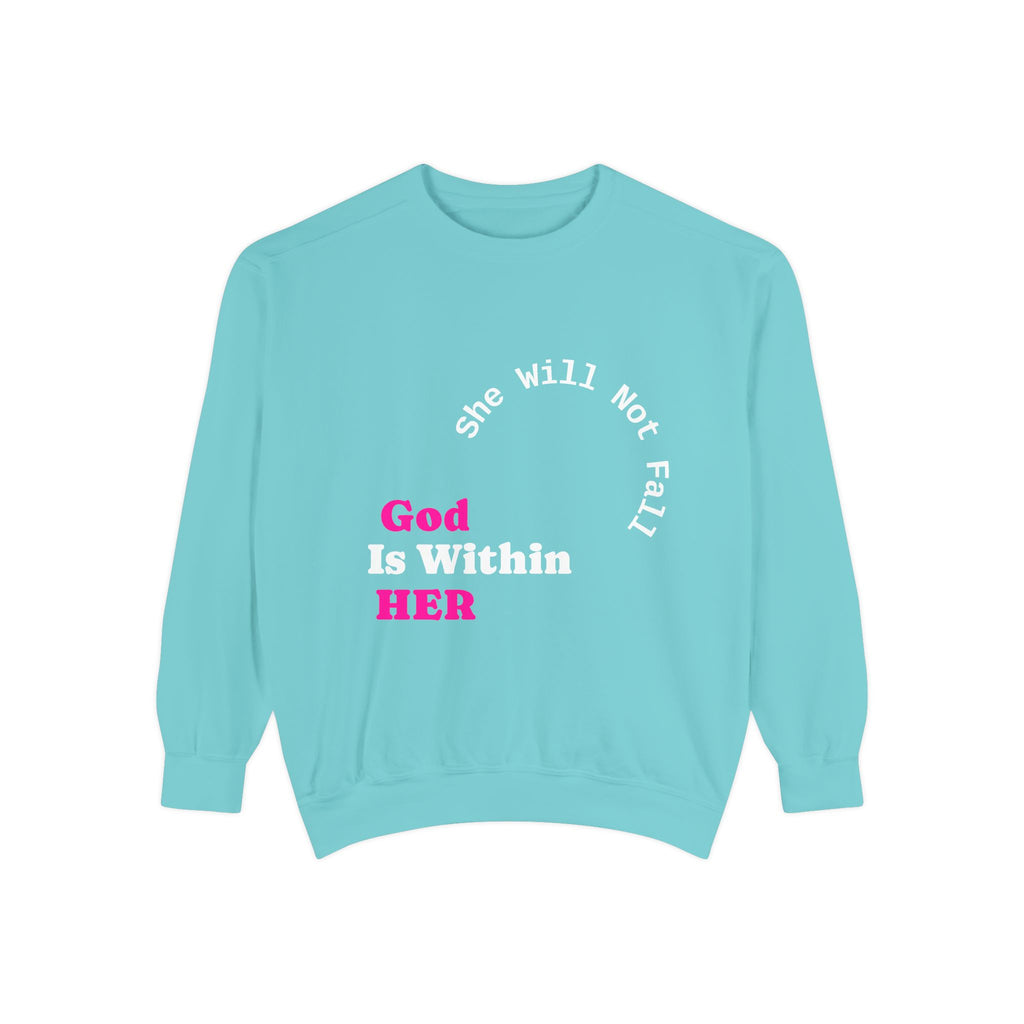 God Is Within Her Crewneck Sweatshirt | Faith-Based Women’s Sweatshirt | Christian Apparel | P465 Collection