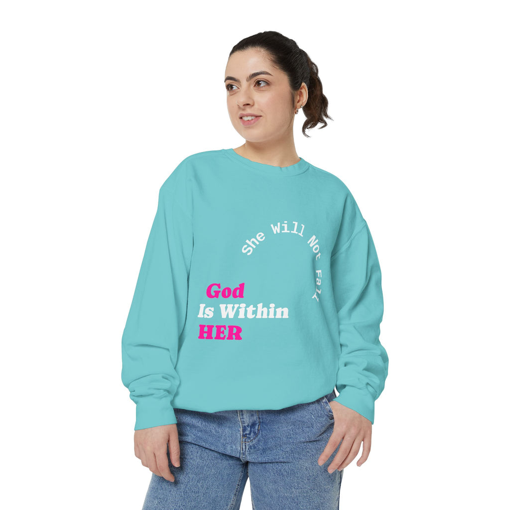 God Is Within Her Crewneck Sweatshirt | Faith-Based Women’s Sweatshirt | Christian Apparel | P465 Collection