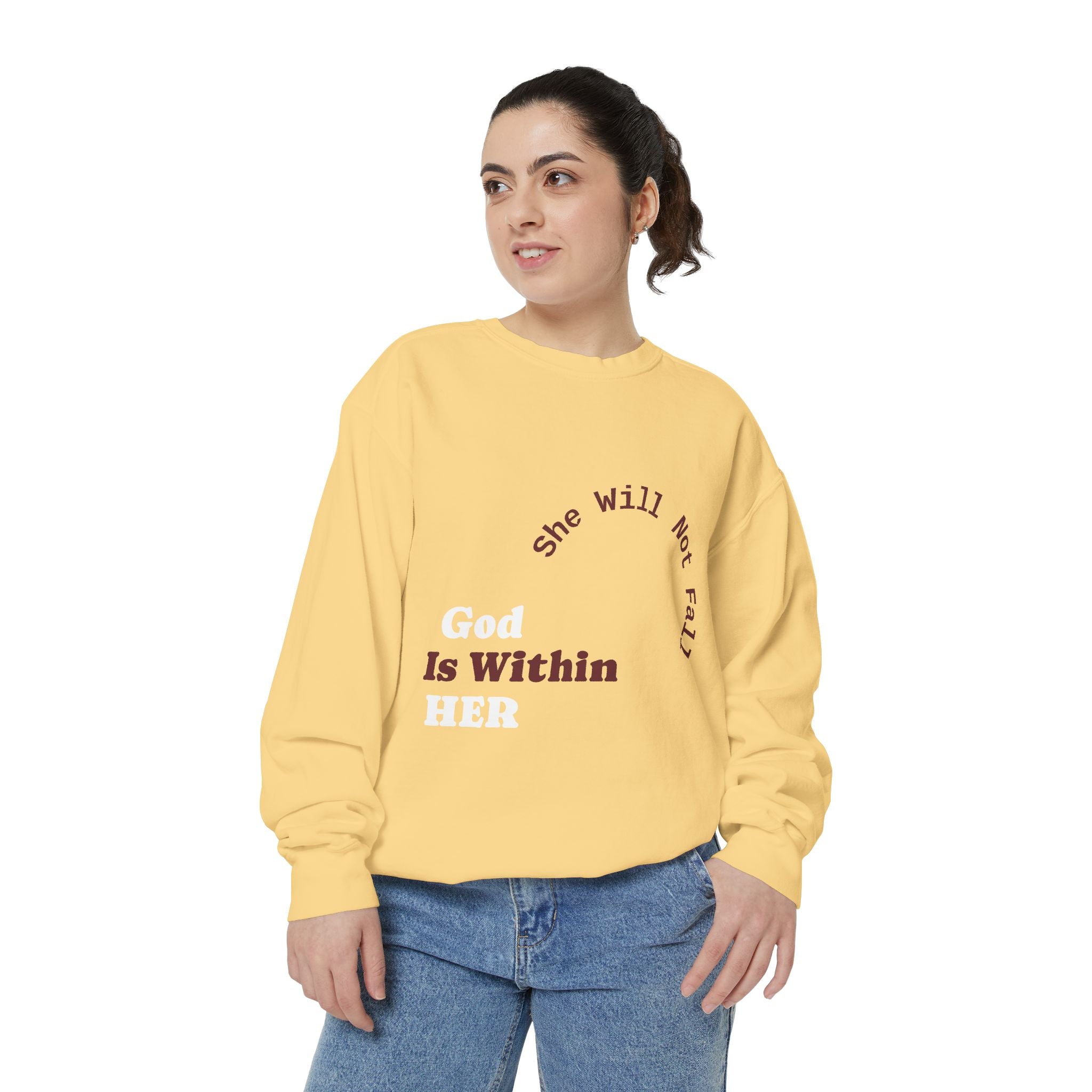 God Is Within Her Crewneck Sweatshirt | Faith-Based Women’s Sweatshirt | Christian Apparel | P465 Collection
