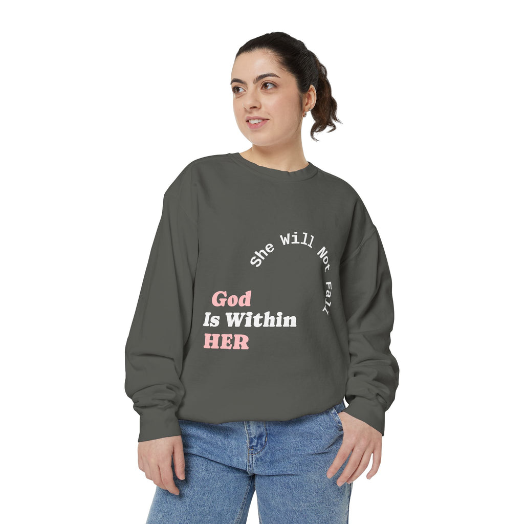God Is Within Her Crewneck Sweatshirt | Faith-Based Women’s Sweatshirt | Christian Apparel | P465 Collection